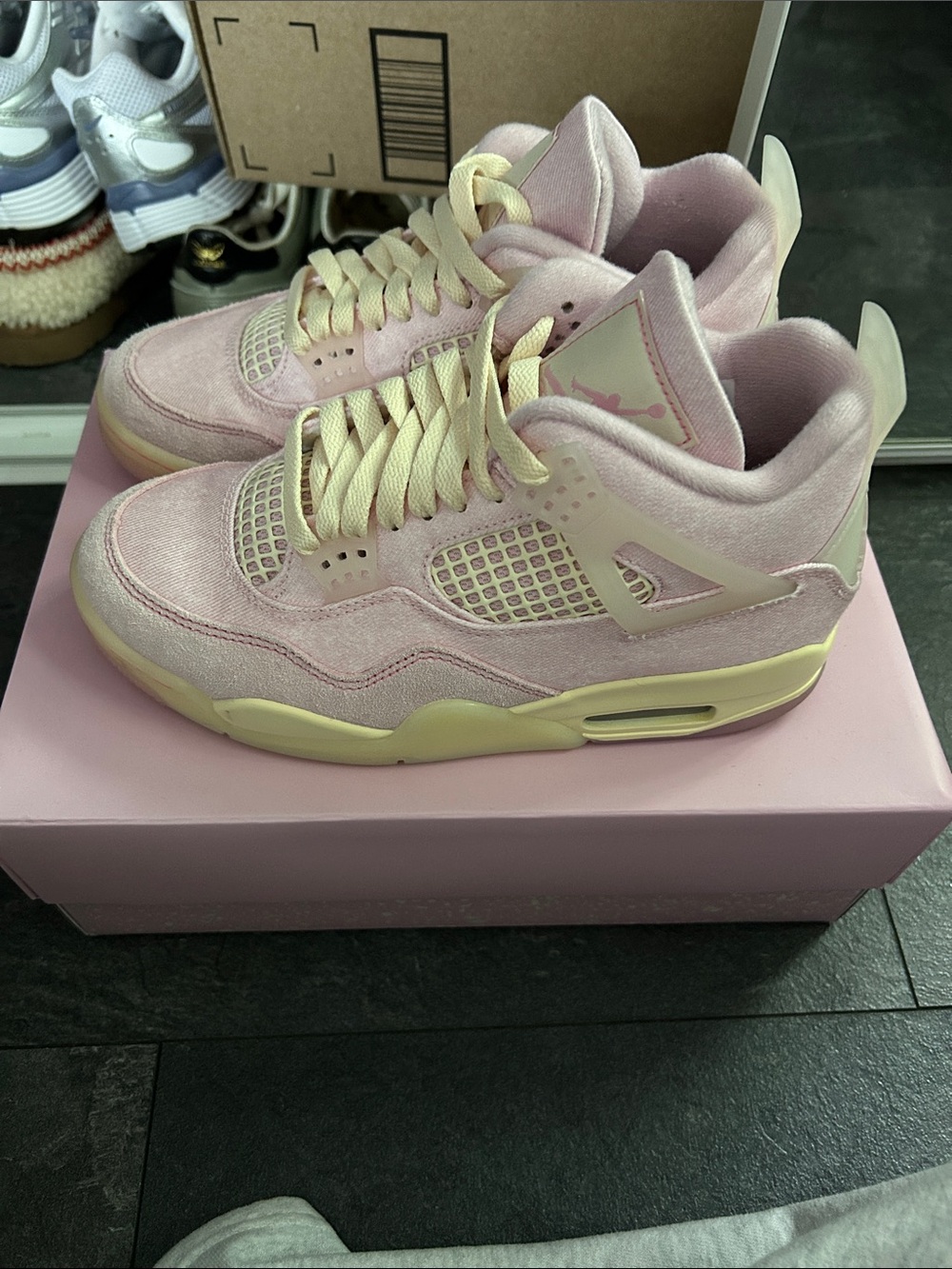 Jordan Women’s Pink and Cream Suede Sneakers